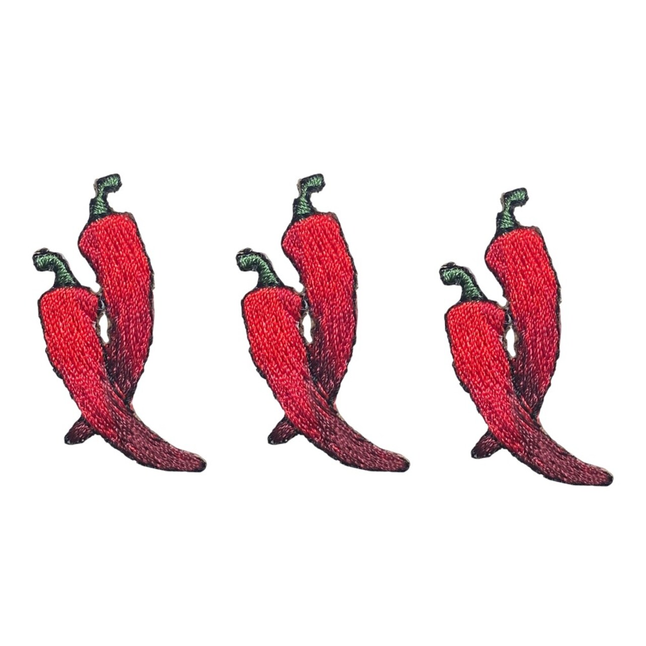Set of 3, Chili Peppers, Spicy Food, Embroidered, Iron on Patch